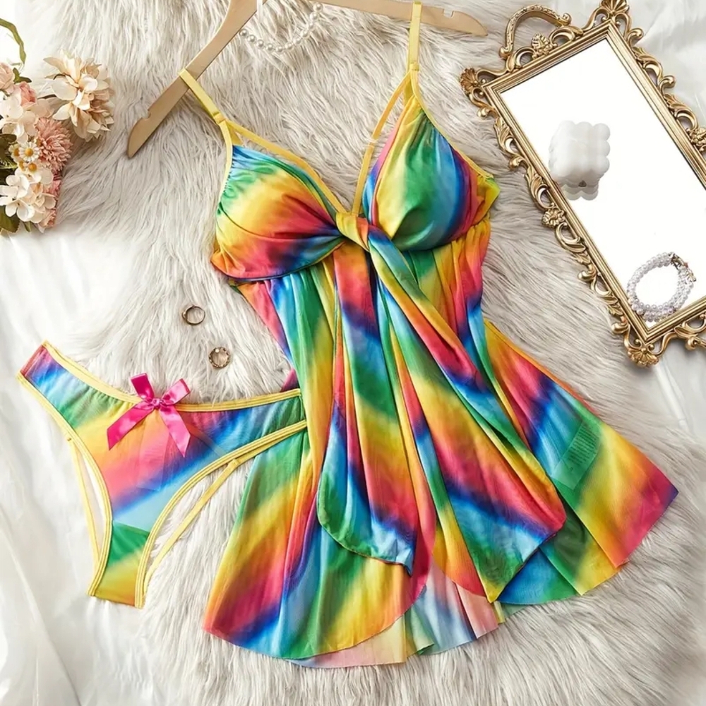 Vibrant Rainbow Lingerie Set